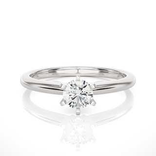 Solitaire Six Prong Basket Setting Ring silver