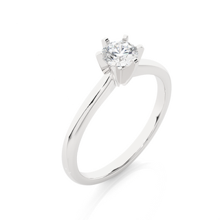 1 Carat Moissanite Solitaire Ring with Six Prong in Silver