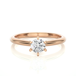 Solitaire Six Prong Basket Setting Ring rose gold