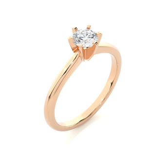 1 Carat Moissanite Solitaire Ring with Six Prong in Rose Gold