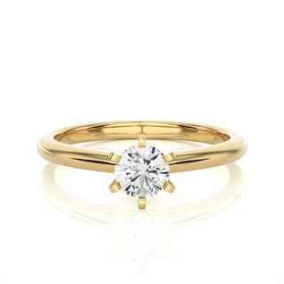 Solitaire Six Prong Basket Setting Ring yellow gold