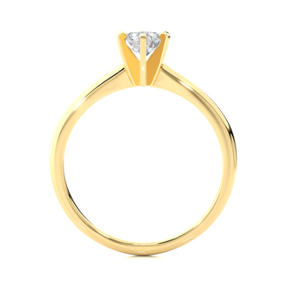 1 Carat Moissanite Solitaire Ring with Six Prong in Yellow Gold