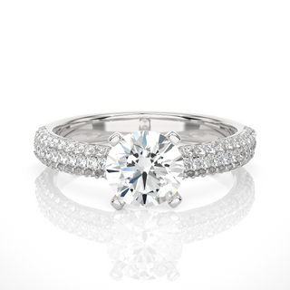Solitaire moissanite ring with three row accents white gold