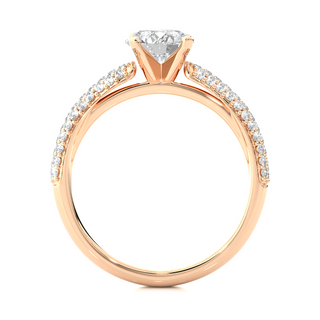 1.5 Ct Solitaire Moissanite Engagement Ring With Three Row Accents in Rose Gold