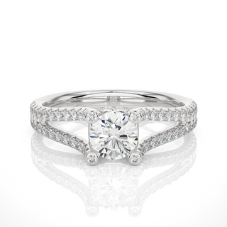Split Shank Setting moissanite ring with accents white gold