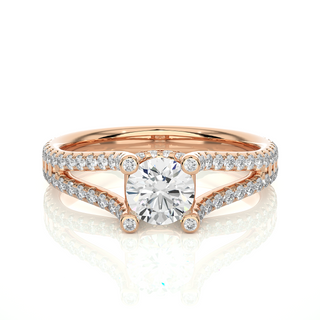 Split Shank Setting moissanite ring with accents rose gold