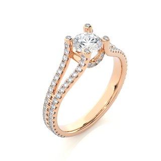 1.5 Carat Split Shank Setting Moissanite Engagement Ring With Accents in Rose Gold