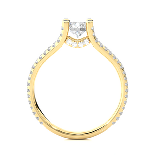 Bague de fiançailles en moissanite sertie d'une tige fendue de 1,5 carat avec des accents en or jaune