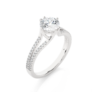 1.4ct Split Shank Six Prong Moissanite Engagement Ring in Silver