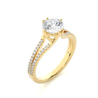 1.4ct Split Shank Six Prong Moissanite Engagement Ring in Yellow Gold