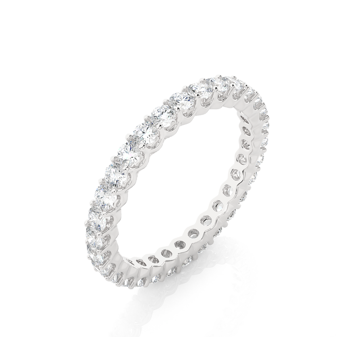 Surface Prong Eternity Moissanite Engagement Ring silver