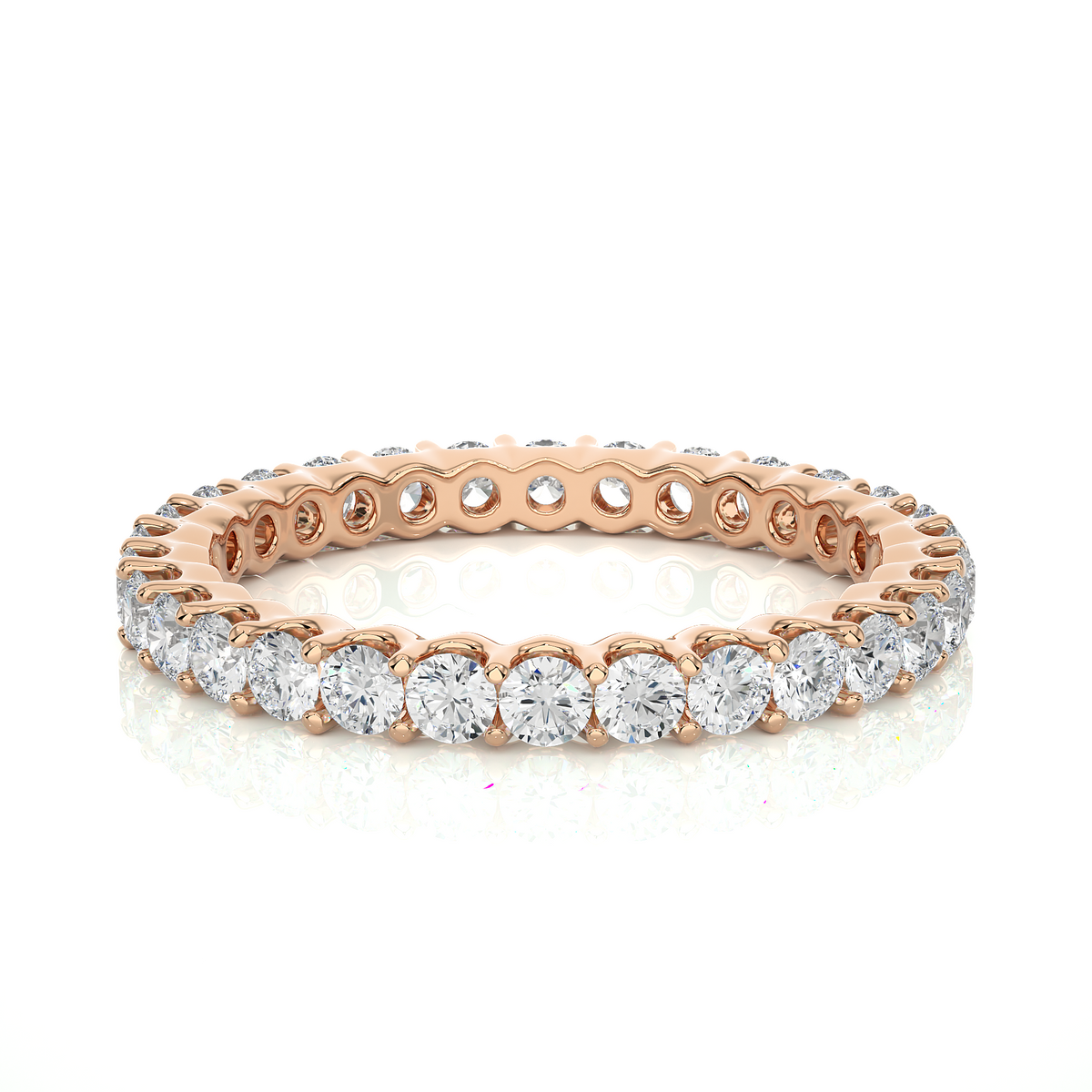 Surface prong eternity moissanite engagement ring rose gold