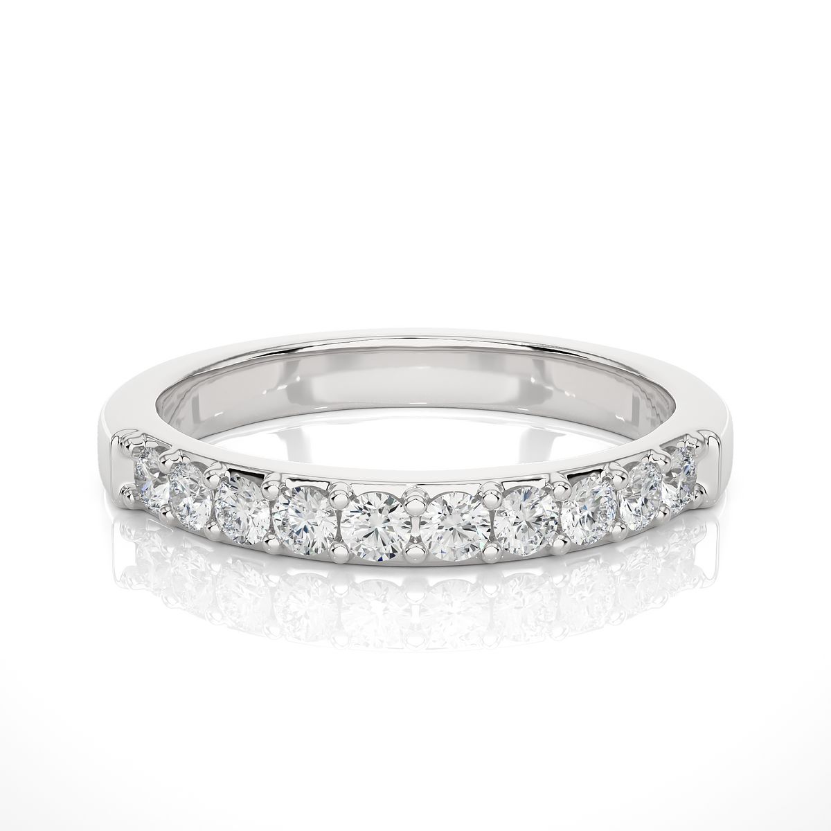 1 ct round cut moissanite pave set wedding band in white gold