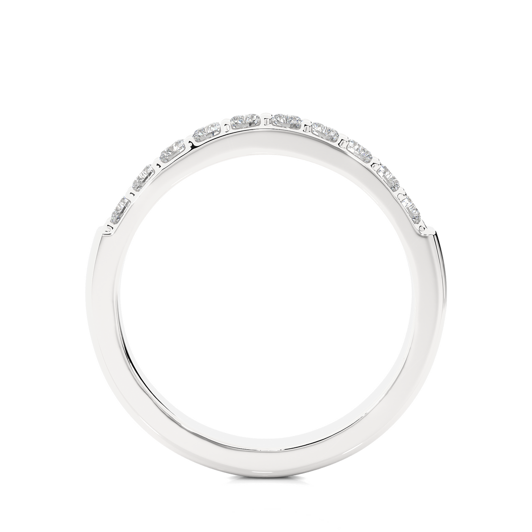 1 Ct Round Cut Moissanite Pave Set Wedding Band In Silver