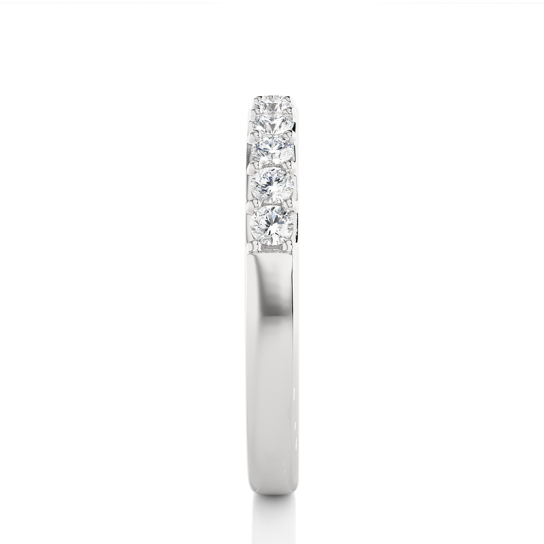 1 Ct Round Cut Moissanite Pave Set Wedding Band In Silver