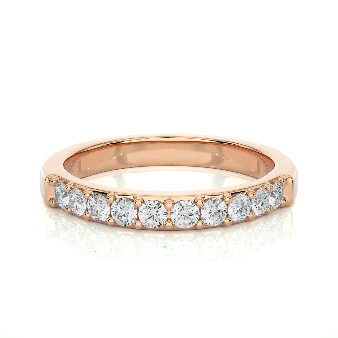 1 Ct Round Cut Moissanite Pave Set Wedding Band In Silver