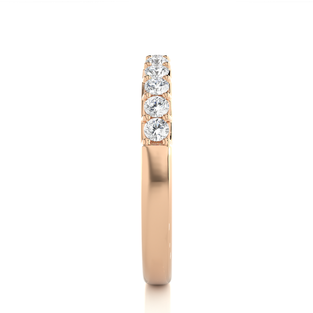 1 Ct Round Moissanite Pave Set Wedding Band In Rose Gold