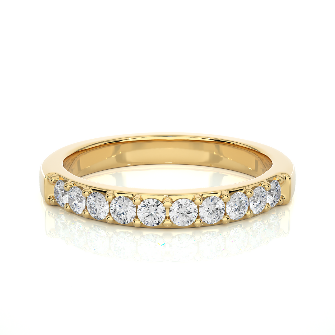 1 Ct Round Cut Moissanite Pave Set Wedding Band In Silver