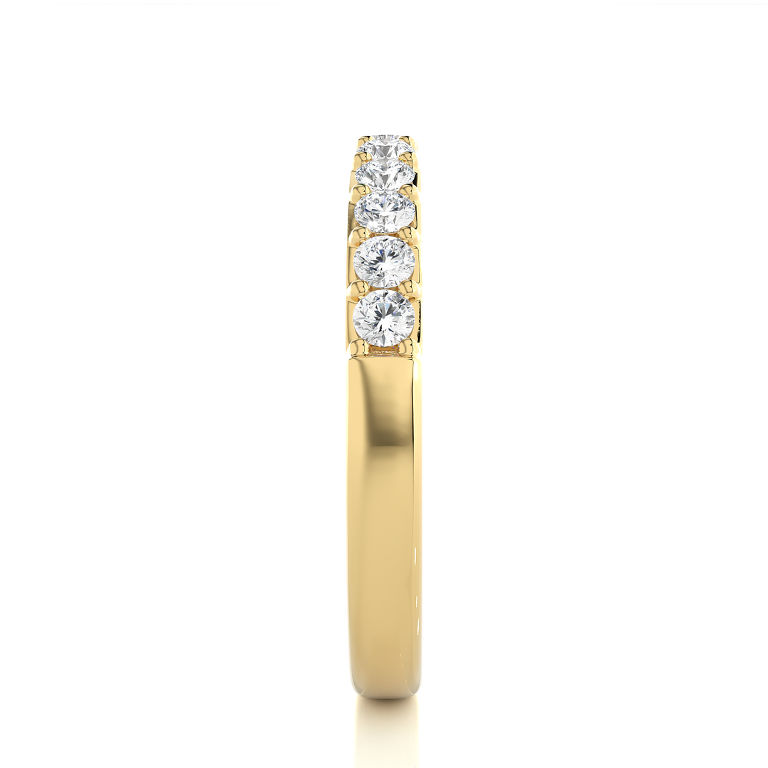 1 Ct Round Moissanite Pave Set Wedding Band In Yellow Gold