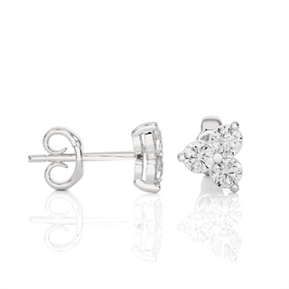 2ct Three Round Stone Moissanite Earrings in White Gold