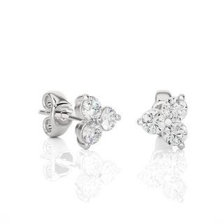 2ct Three Round Stone Moissanite Earrings in Silver