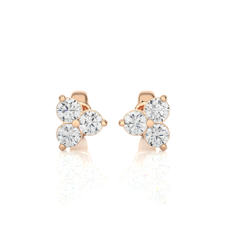 2ct Three Round Stone Moissanite Earrings in Yellow Gold