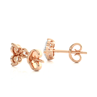 2ct Three Round Stone Moissanite Earrings in Rose Gold