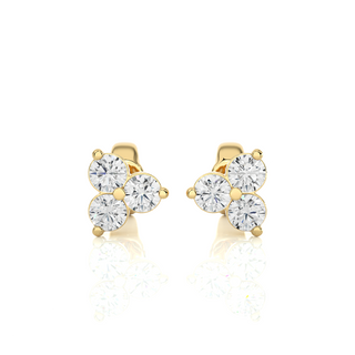 2ct Three Round Stone Moissanite Earrings in Silver