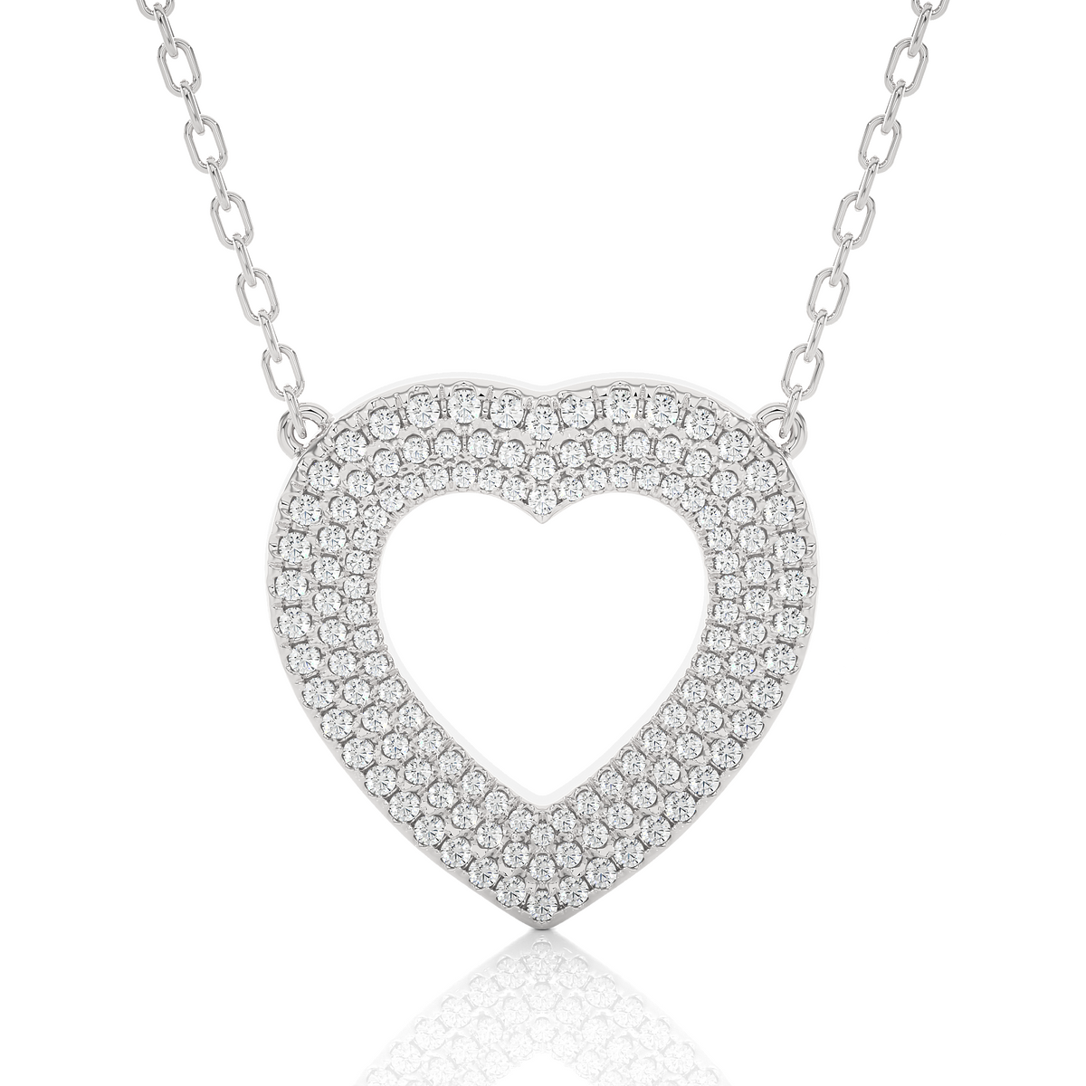 Three row heart shape moissanite pendant silver