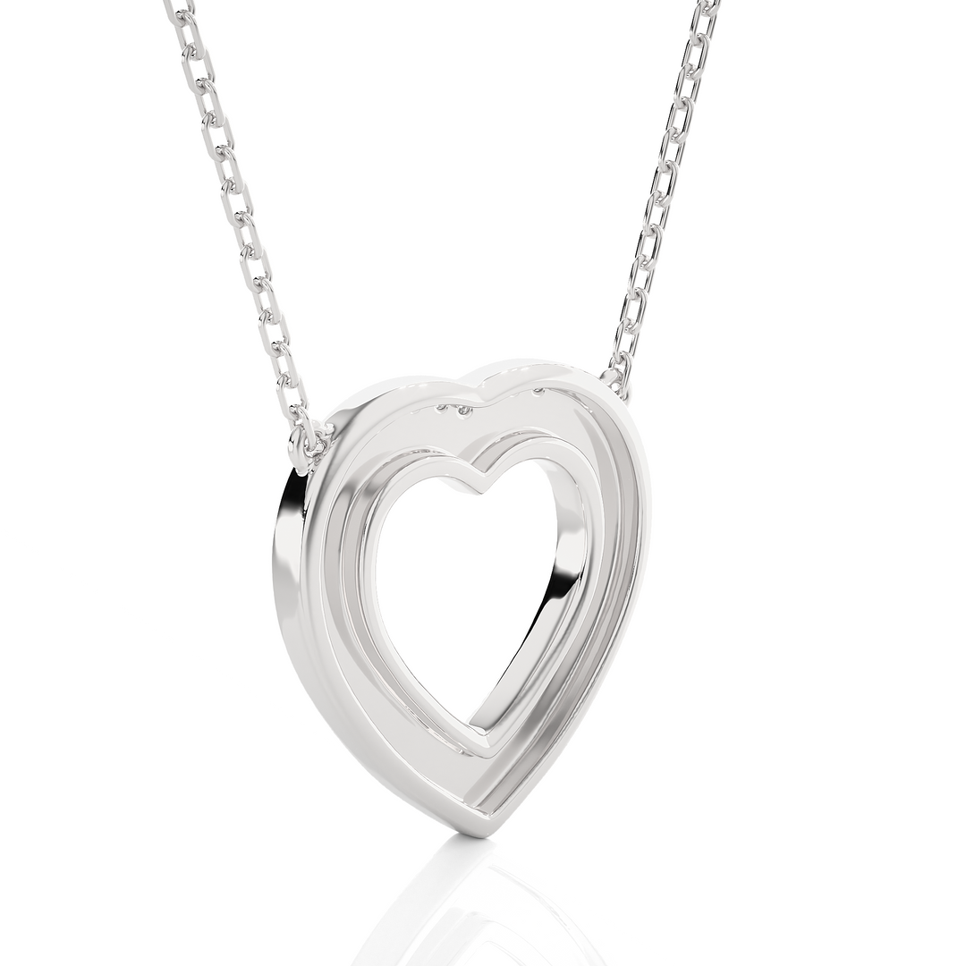 Three Row Heart Shape Moissanite Pendant silver