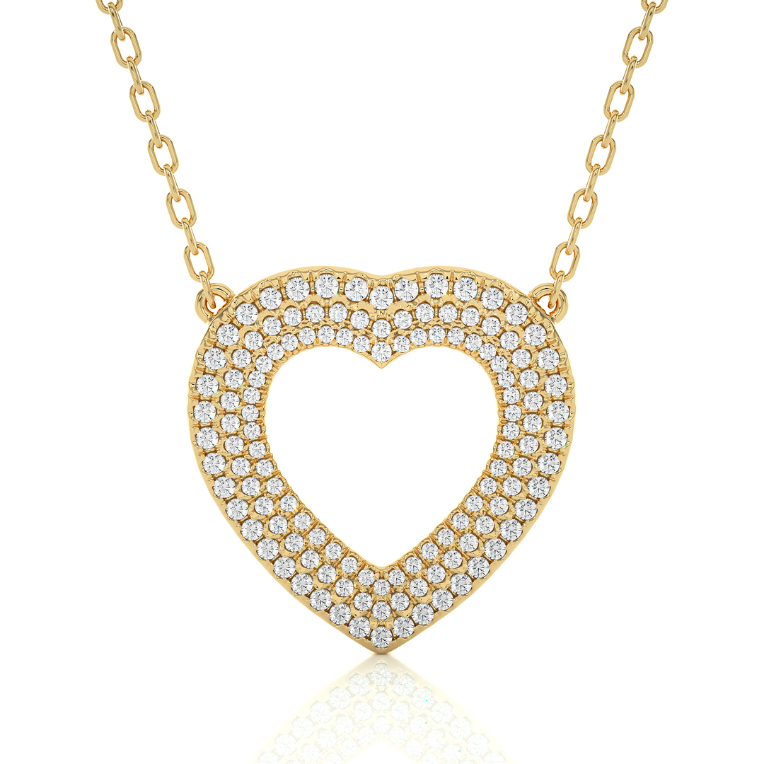 1 Ct Three Row Heart Shape Moissanite Pendant in Silver