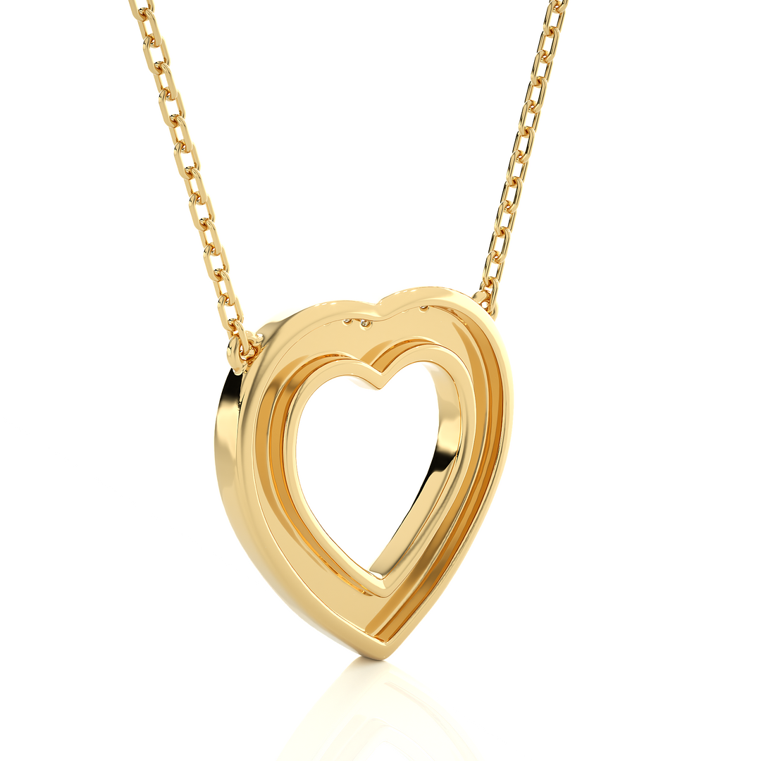 Three Row Heart Shape Moissanite Pendant yellow gold