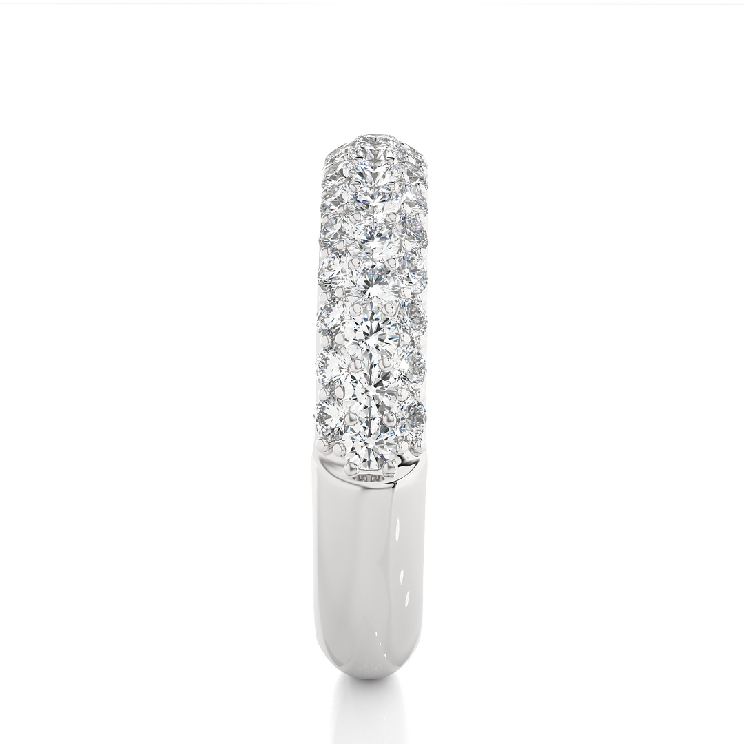 1 Carat Three Row Moissanite Pave Set Wedding Band In White Gold
