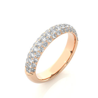 1.5ct Three Row Rose Gold Moissanite Wedding Band in Pave Setting