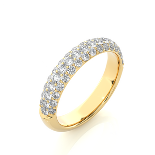 1.5ct Three Row Moissanite Pave Band in Yellow Gold
