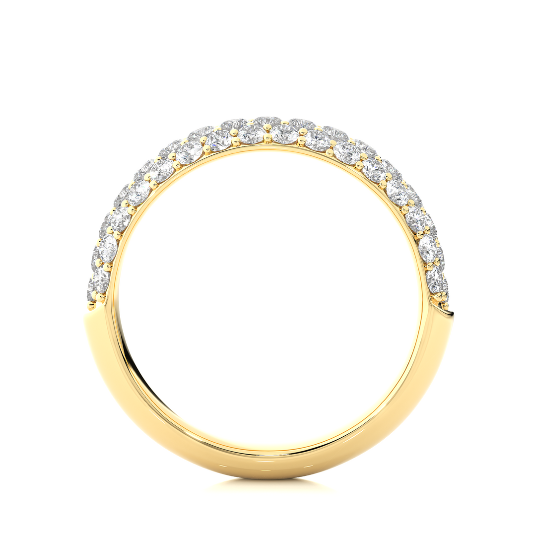 1 Carat Three Row Moissanite Pave Set Wedding Band In Yellow Gold