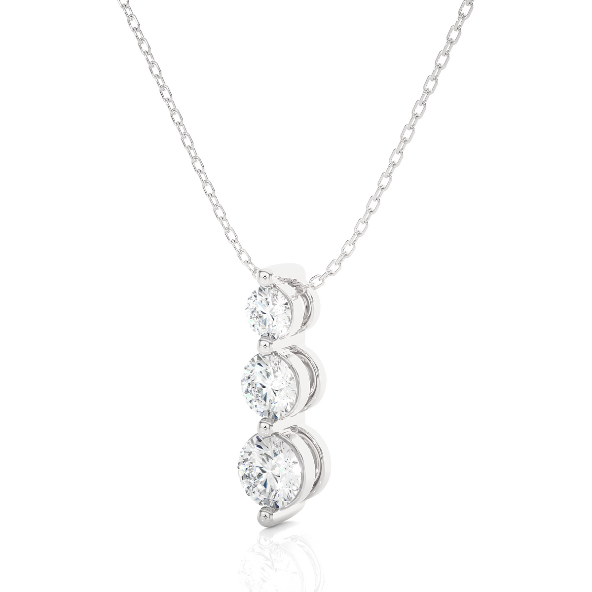 Three stone moissanite pendant for women white gold