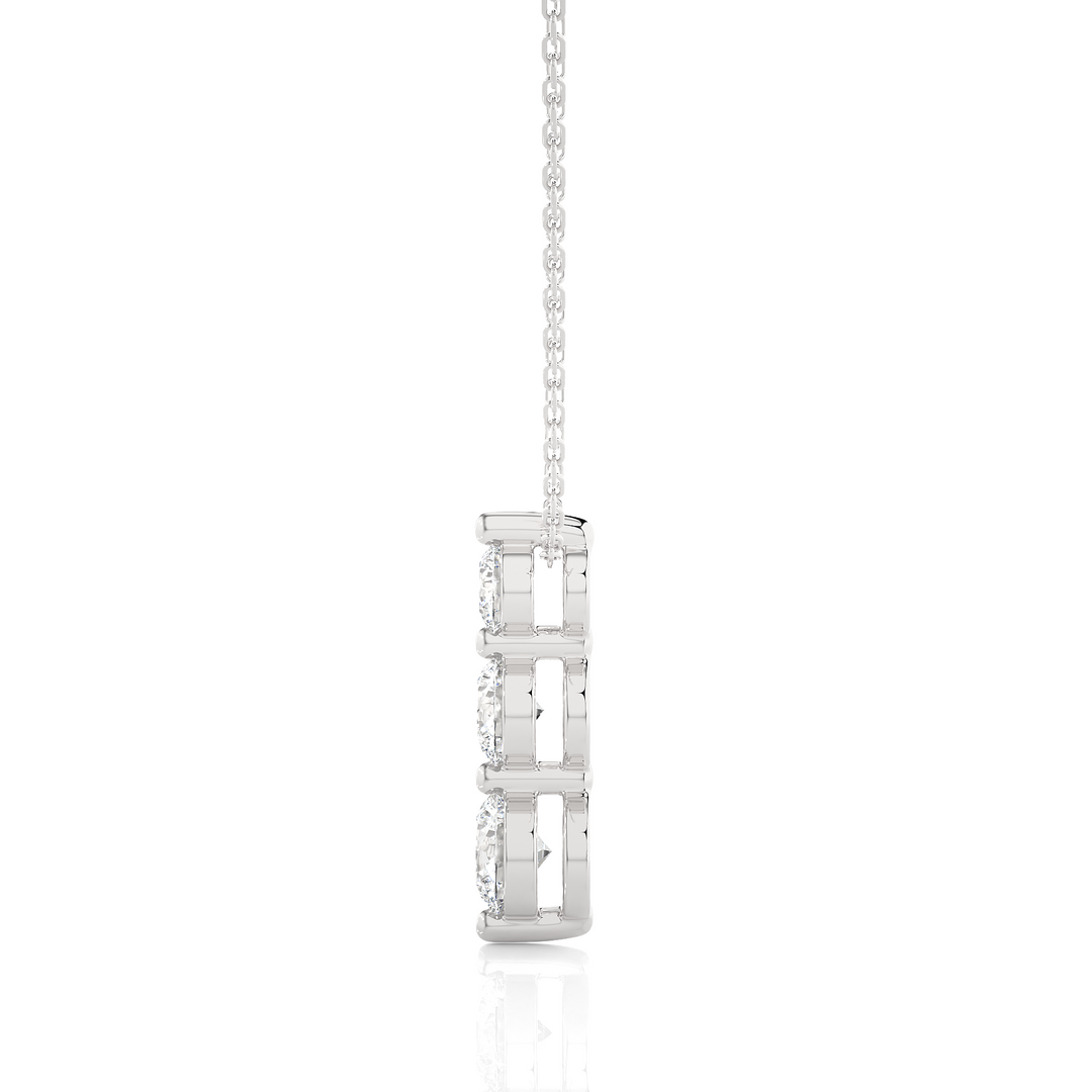 Three Stone Moissanite Pendant For Women silver