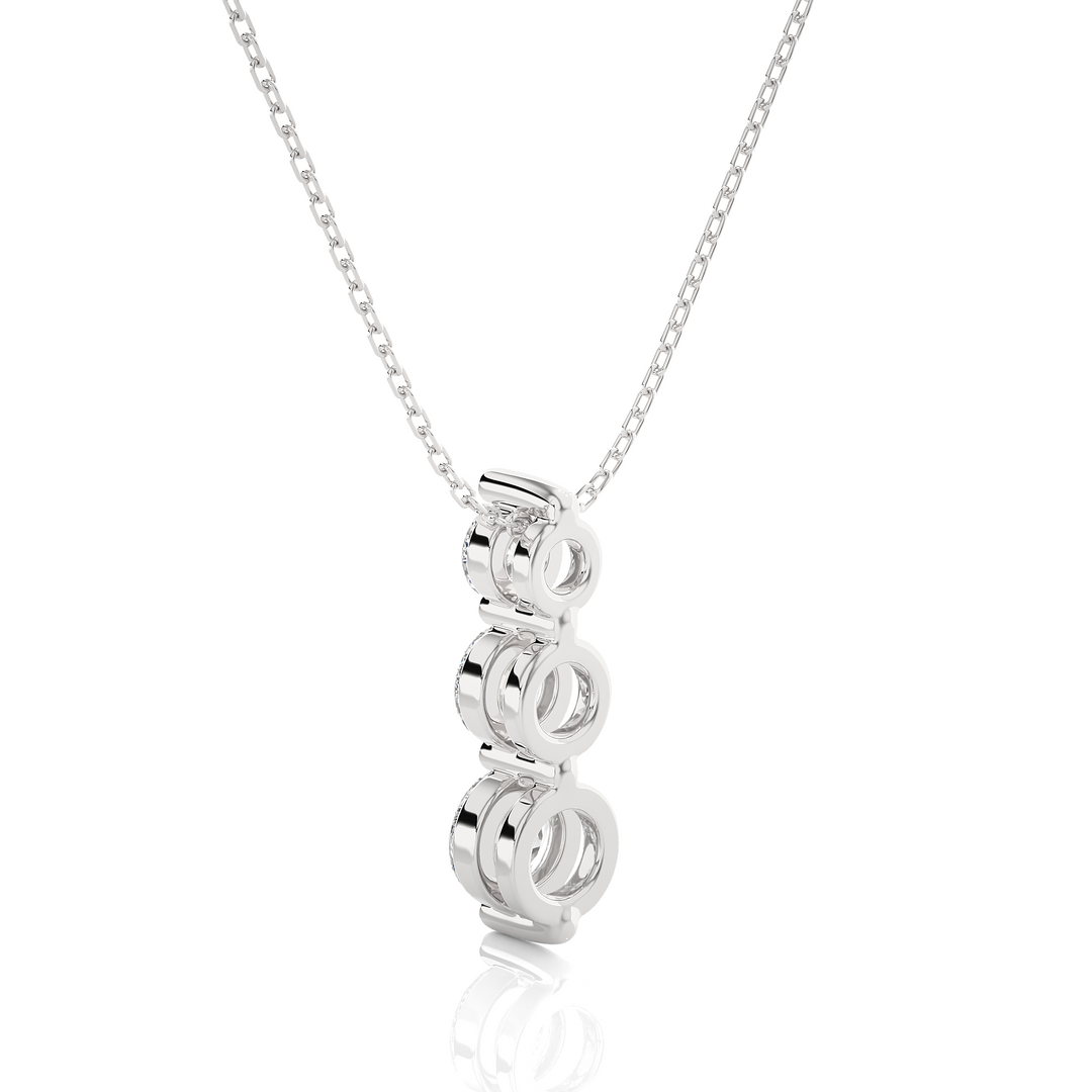 1 Ct Round Cut Three Stone Moissanite Pendant For Women in White Gold