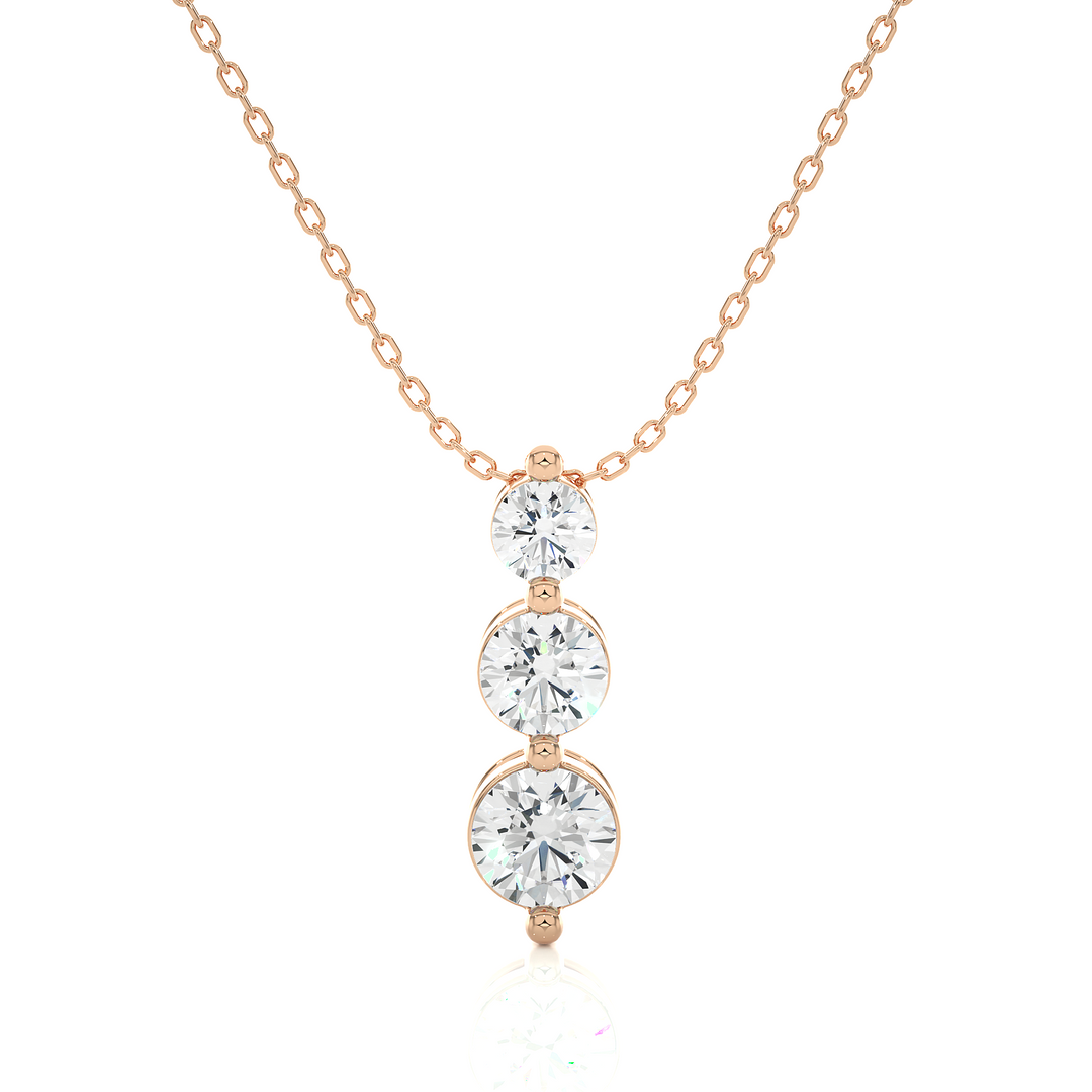 1 Ct Round Cut Three Stone Moissanite Pendant For Women in Rose Gold