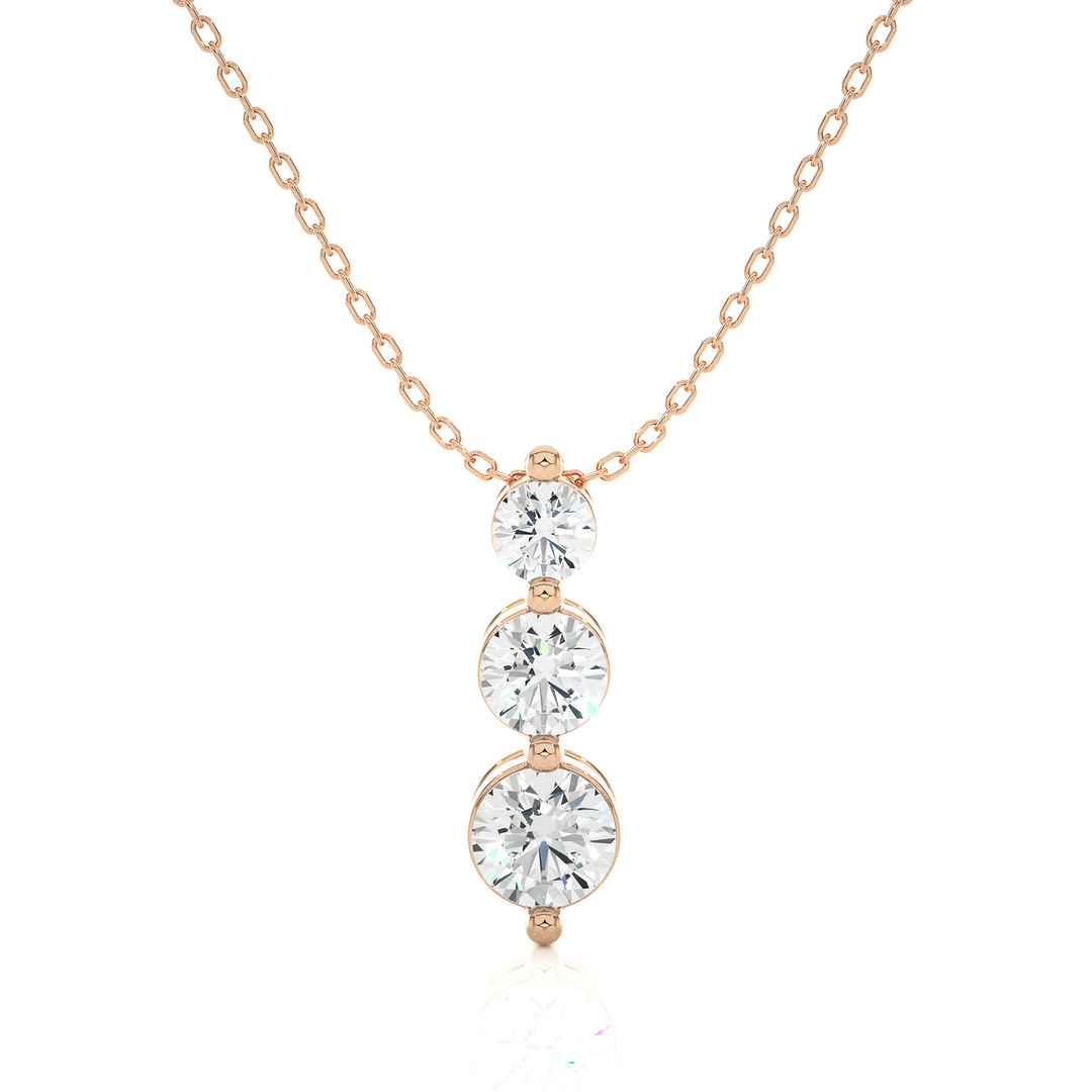1 Ct Round Cut Three Stone Moissanite Pendant For Women in Silver