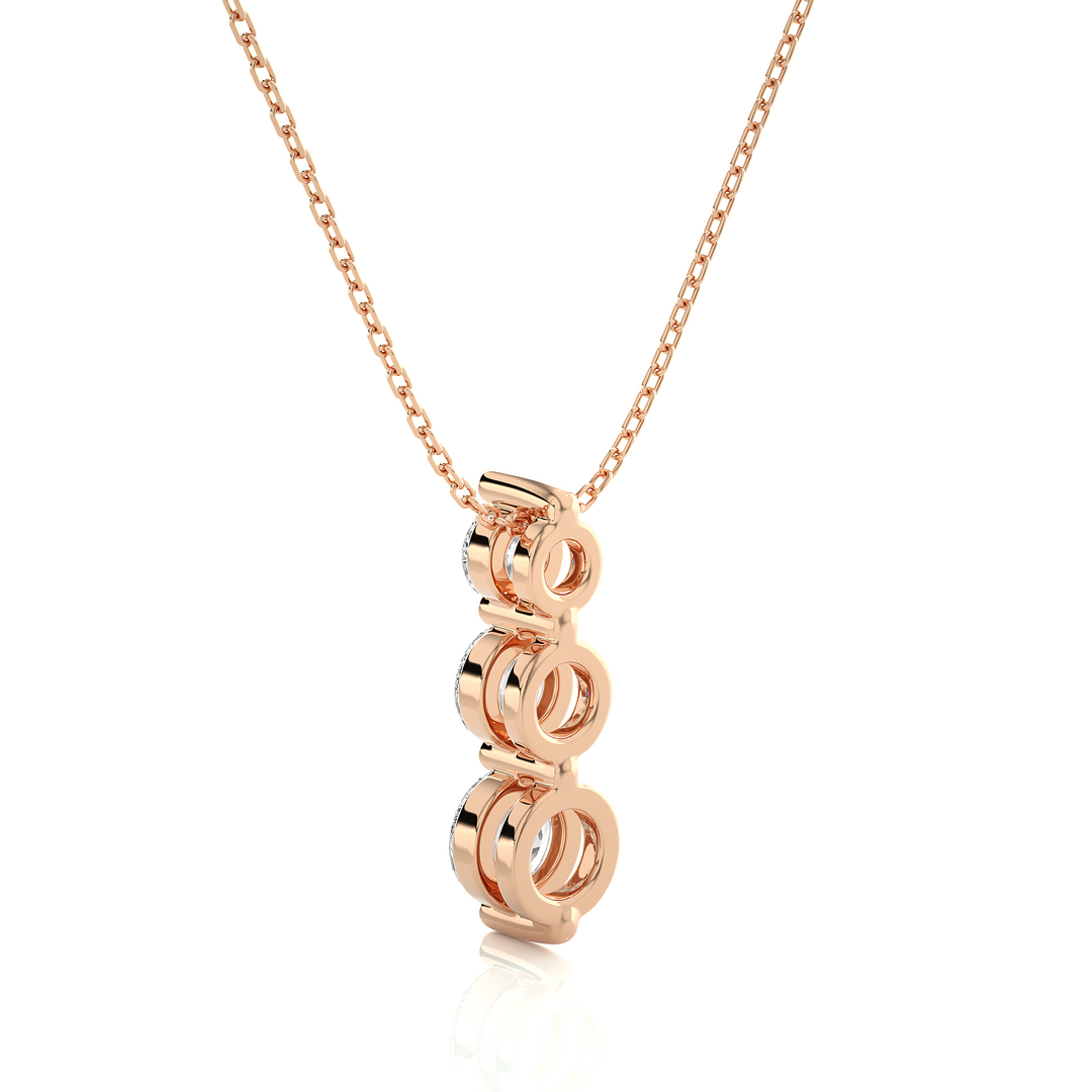1 Ct Round Cut Three Stone Moissanite Pendant For Women in Rose Gold