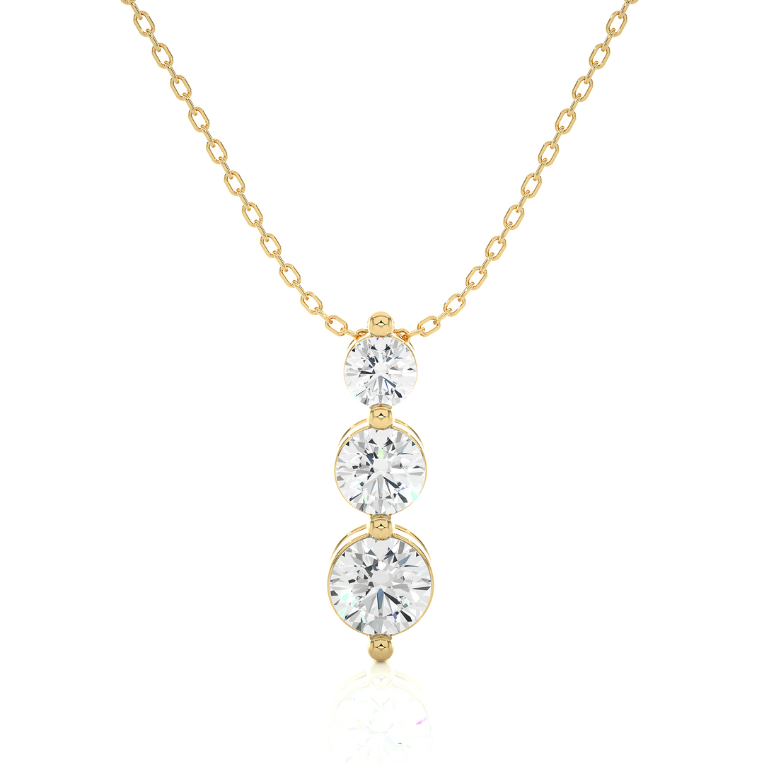 1 Ct Round Cut Three Stone Moissanite Pendant For Women in Silver