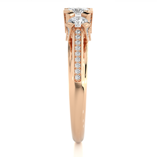 Three Stone With Accents Women's Moissnaite Ring rose gold