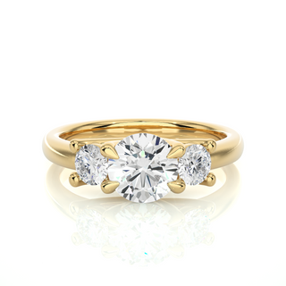 2ct Three Stone With Plain Band Moissanite Engagement Ring in White Gold