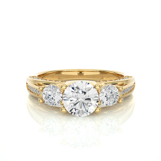 2ct Three Stone Moissanite Engagement Ring With Accents in Rose Gold