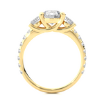 Load image into Gallery viewer, Three Stone with Round Accent Moissanite Ring yellow gold

