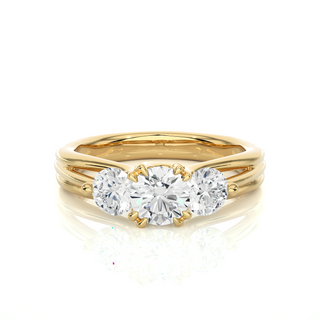 2 Carat Three Stone With Trellis Setting Moissanite Ring in Rose Gold
