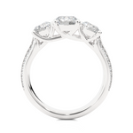 Load image into Gallery viewer, Three Stone with Two Row Pave Moissanite Ring silver
