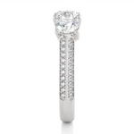 Load image into Gallery viewer, Three Stone with Two Row Pave Moissanite Ring silver
